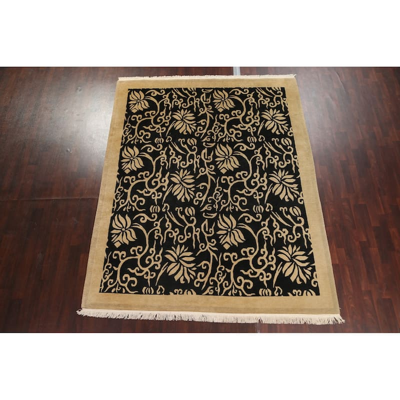 Vegetable Dye Oriental Nepalese Area Rug Hand-knotted Wool Carpet - 8'1" x 10'2"