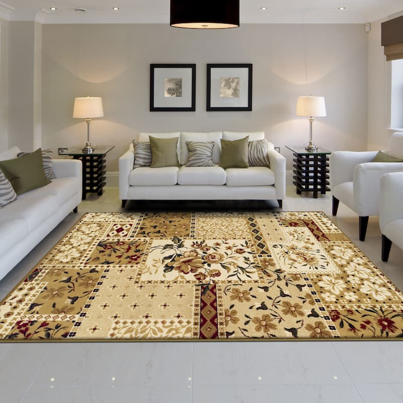 Superior Flower Patch Traditional Indoor Area Rug Collection - 8' x 10' - Beige