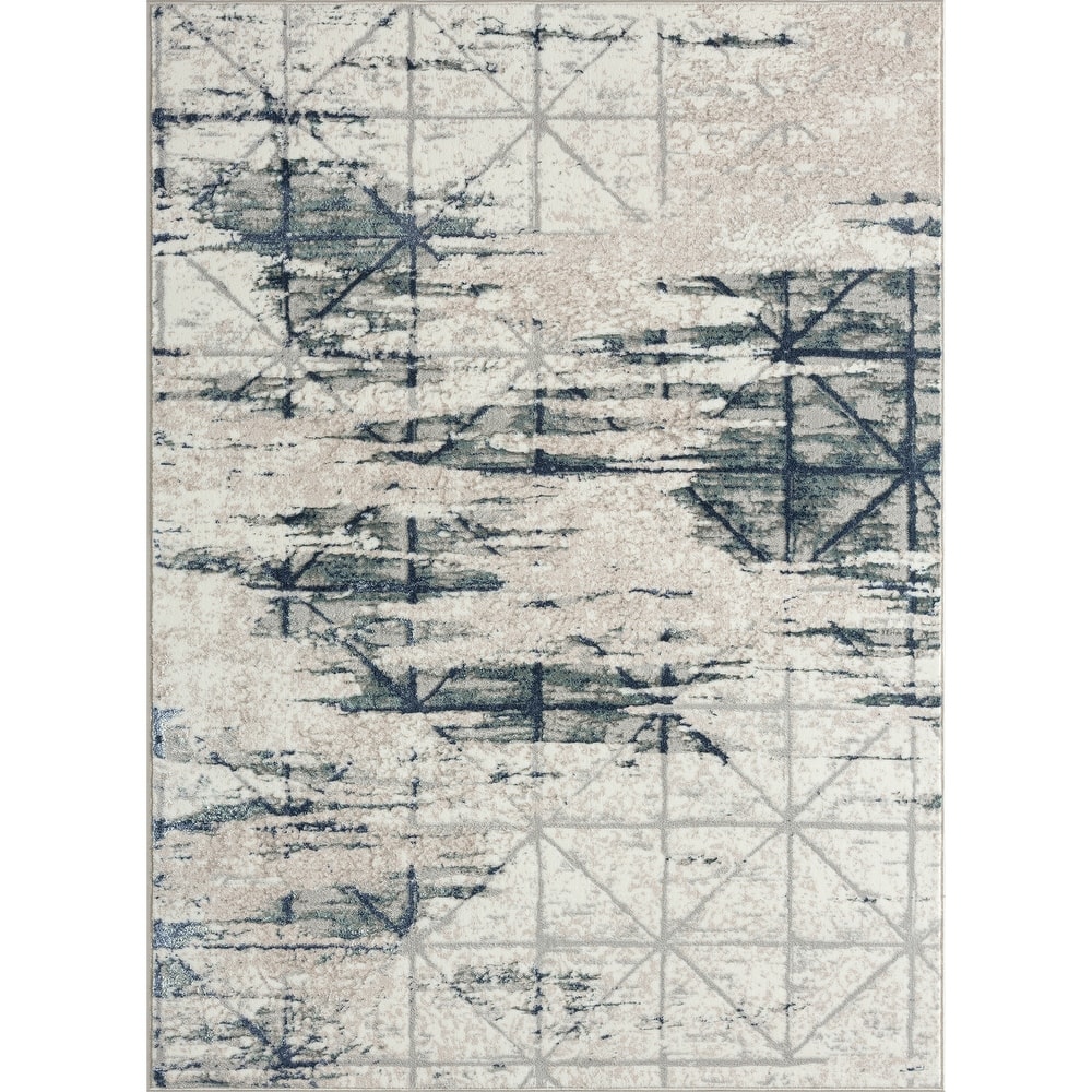 Sevita Geometric Blue/Grey Indoor Area Rug