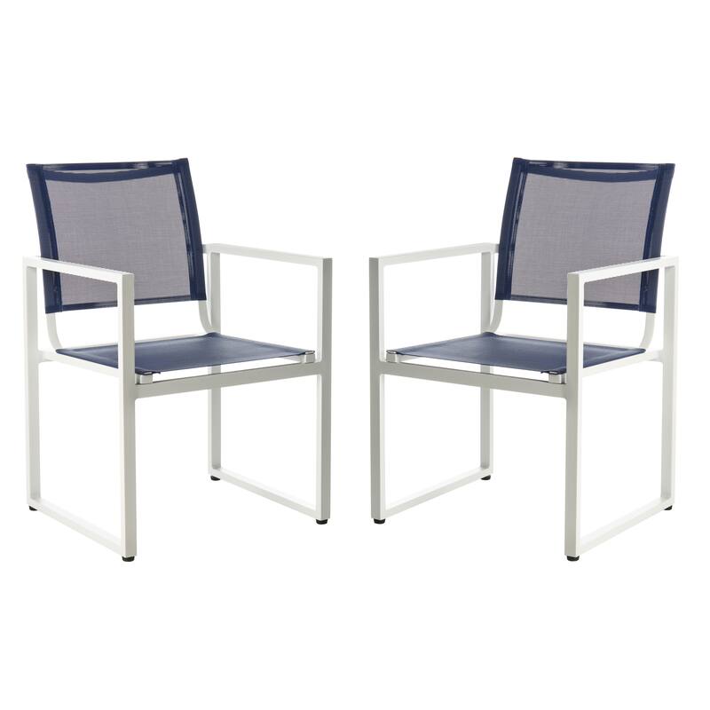 SAFAVIEH Outdoor Aiyana Stackable Chair (Set of 2) - 22" W x 22.8" D x 33" H - 22W x 33D x 23H