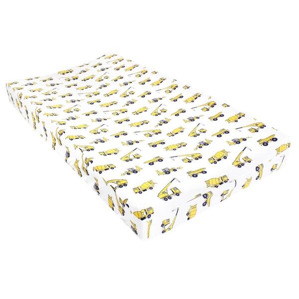 slide 1 of 1, Hudson Baby Infant Boy Changing Pad Cover, Construction, One Size - Construction Cotton - Construction