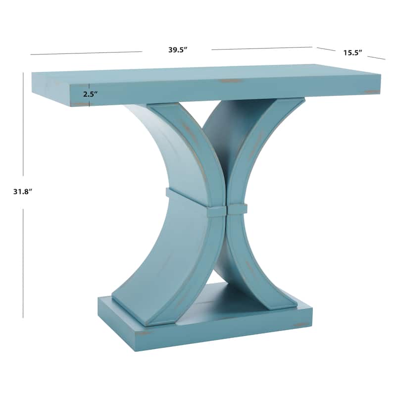 Distressed Hedwig Black SAFAVIEH Dryden Console. - 40" W x 16" D x 32" H - 40Wx16Dx32H