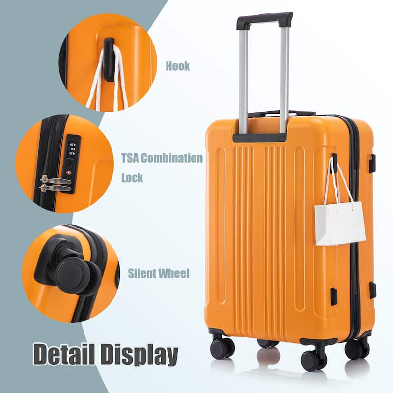 3 Piece Hardshell Lightweight Carry on Luggage, ABS Durable & Waterproof Suitcases with Spinner Wheel and Retractable Handle