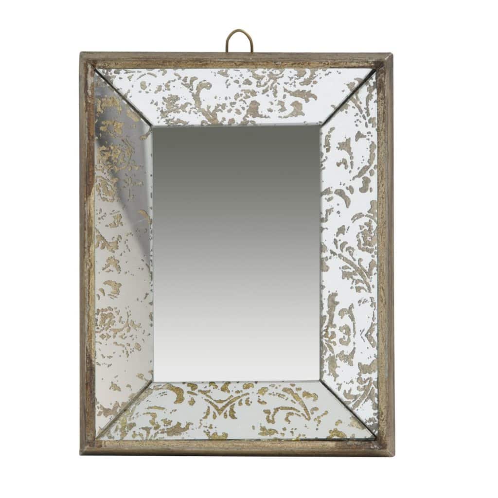 Small Weathered Pattern Hanging Wall Mirror - 12"