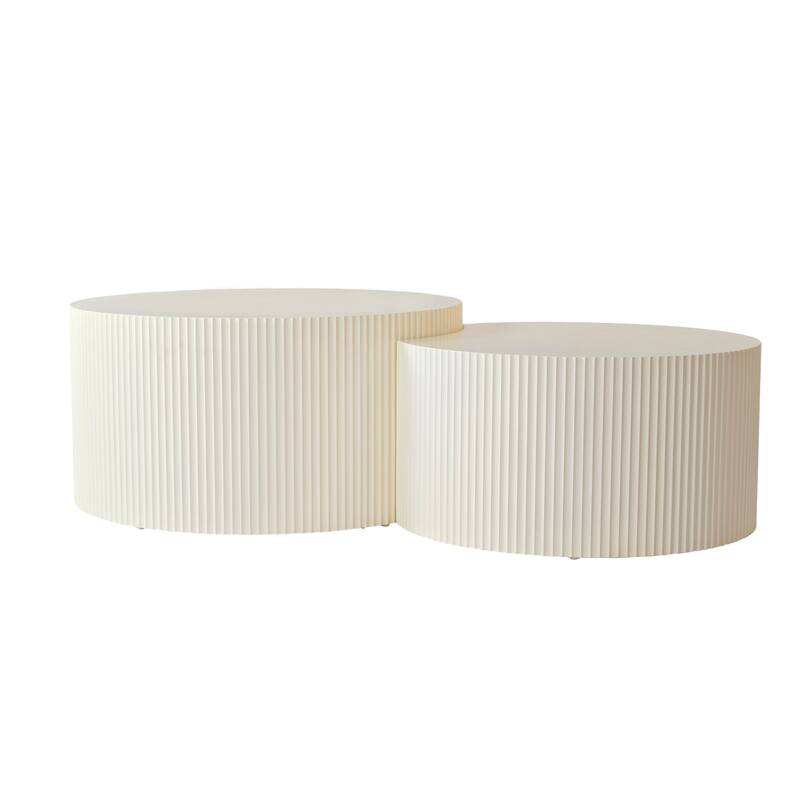 Vertical Stripe Design Nesting Coffee Table Set for Living Room, Bedroom