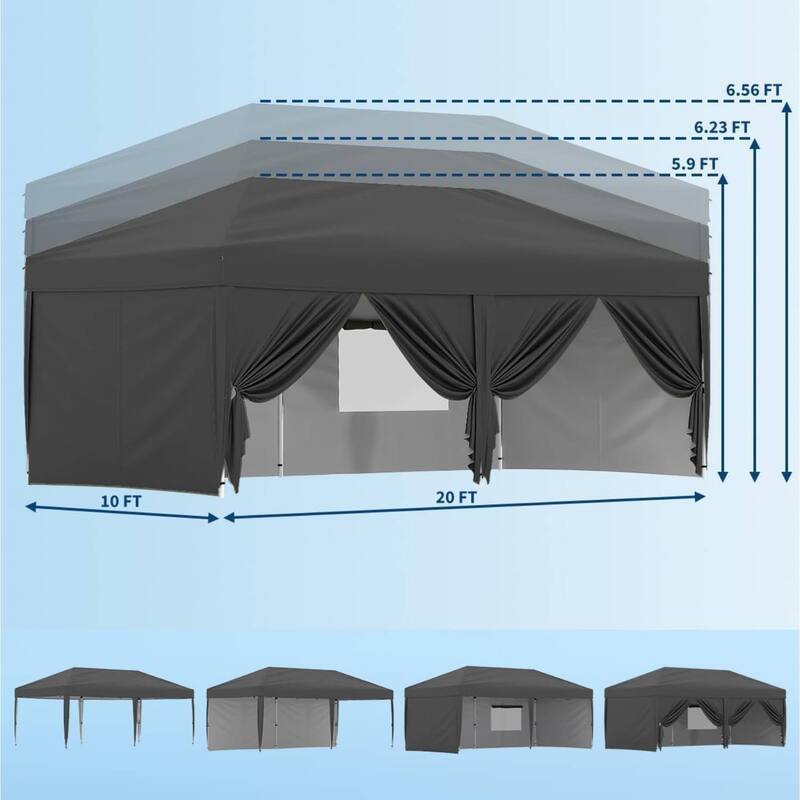10x20 Pop Up Canopy Tent Outdoor with 6 Removable Sidewalls