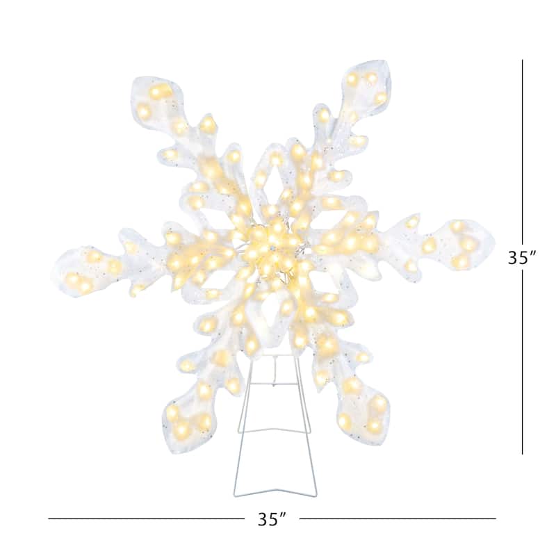 35" Outdoor Twinkling LED Snowflake - White