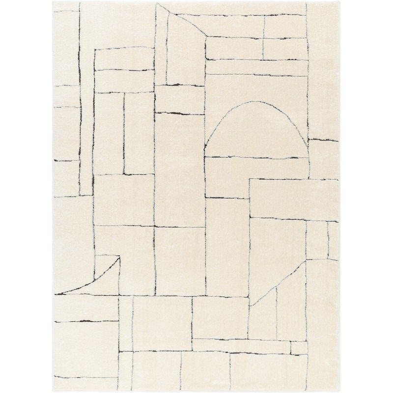 Livabliss Freud Modern Abstract Lines Area Rug - Cream/Black - 2' 8" x 7' 3"
