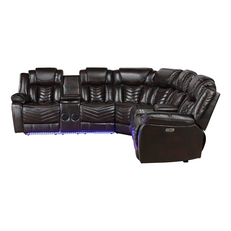 Cove Faux Leather 3-Piece Power Reclining Sectional Sofa with Consoles