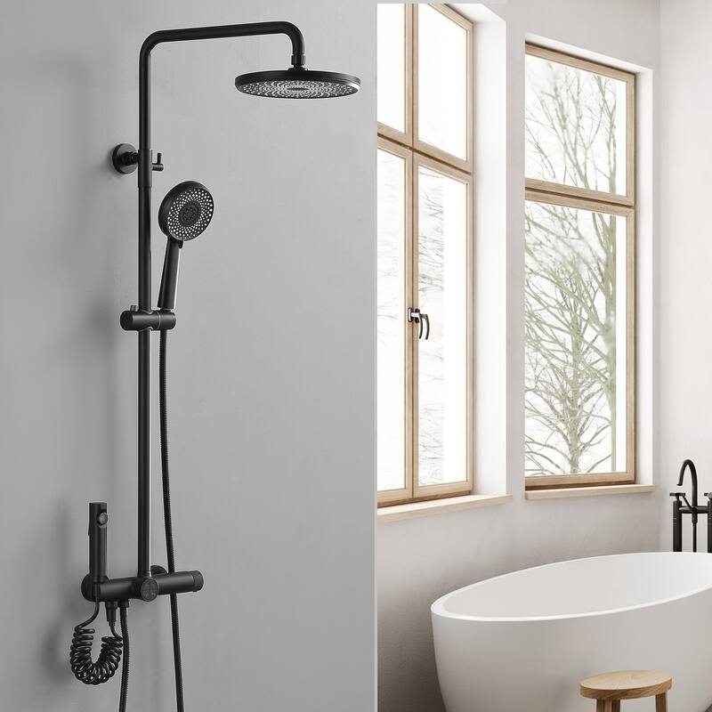 Wall-mounted Complete Shower System With Rough-In Valve And Spray Gun