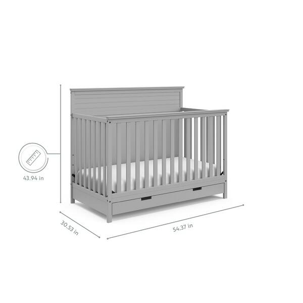 dimension image slide 1 of 3, Storkcraft Homestead 5-in-1 Convertible Crib with Drawer