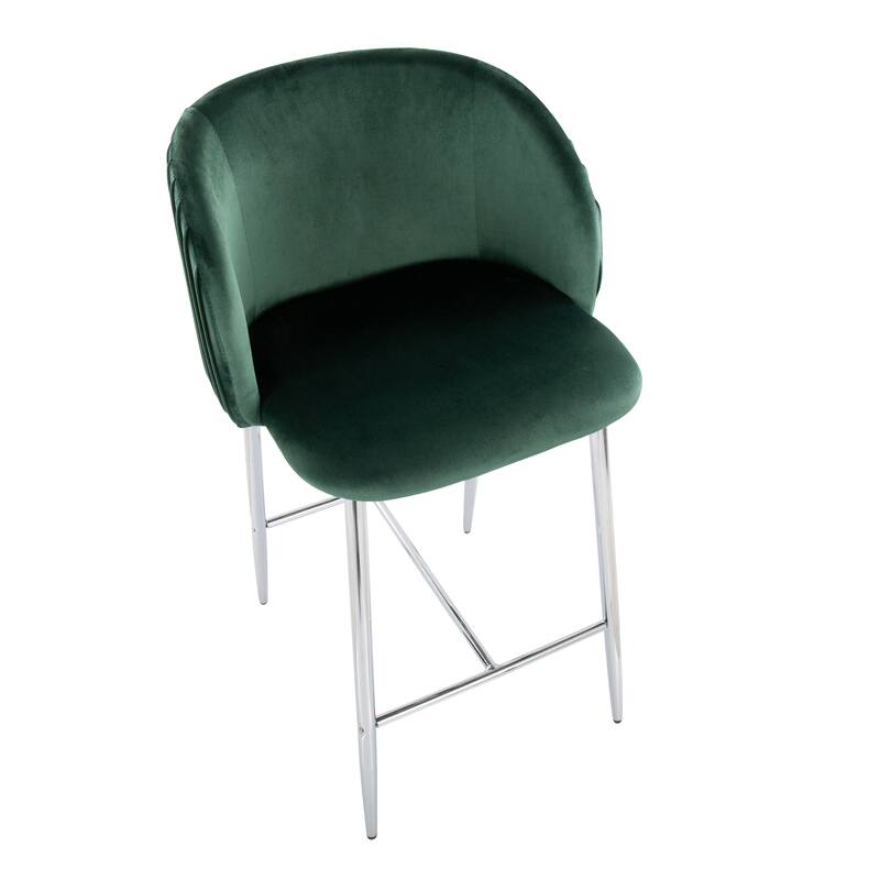 Silver Orchid Pleated Fixed-Height Counter Stool - Set of 2