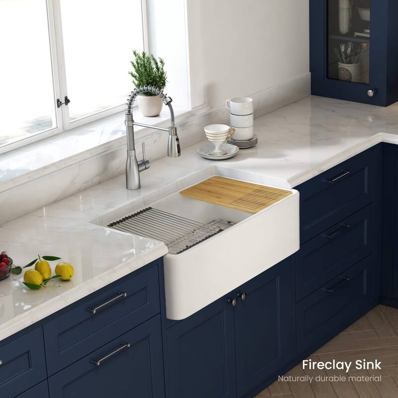 Pure 33 Inch Kitchen Farmhouse Fireclay Workstation Sink