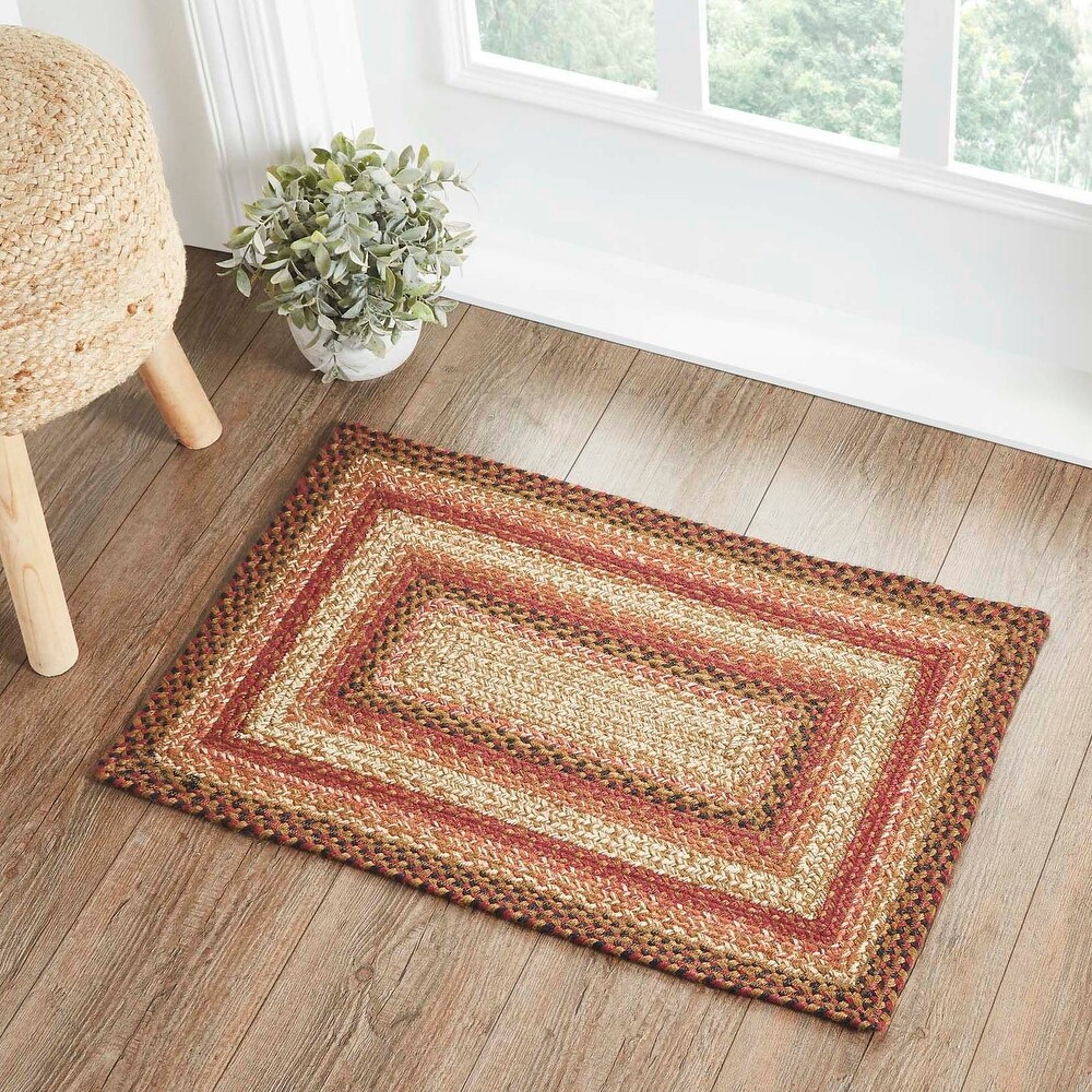 Natural Cream Red Striped Recycled Cotton & Jute Washable Rugs Door Mat 50x80cm 