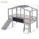 preview thumbnail 10 of 16, Twin Size Loft Bed House Bed with Ladder and Slide with Blackboard and Light Strip on the Roof