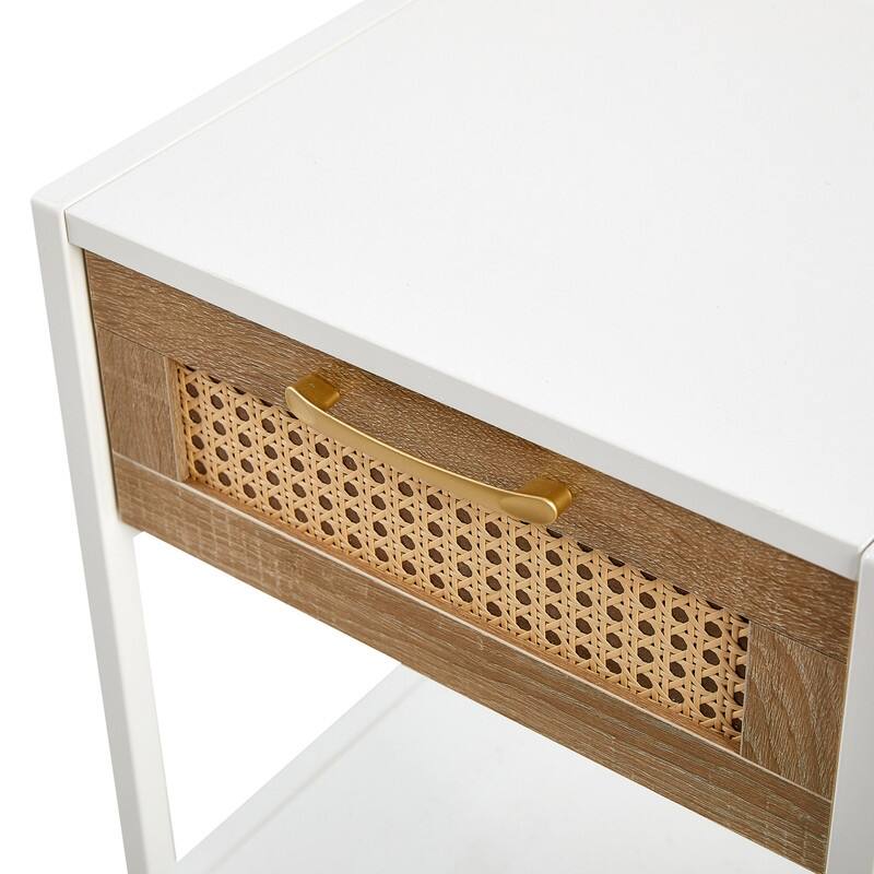 1-Piece or 2-Piece 15.74" Rattan Side Table with Drawer