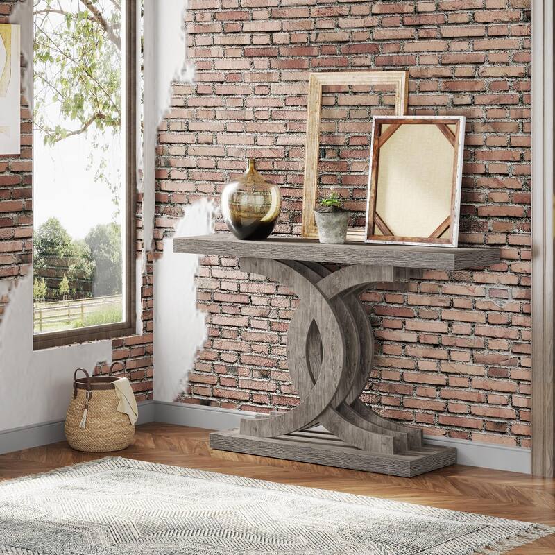Console Table, Entryway Table with Geometric Legs, Sofa Table - 11.81"D x 39.37"W x 31.49"H