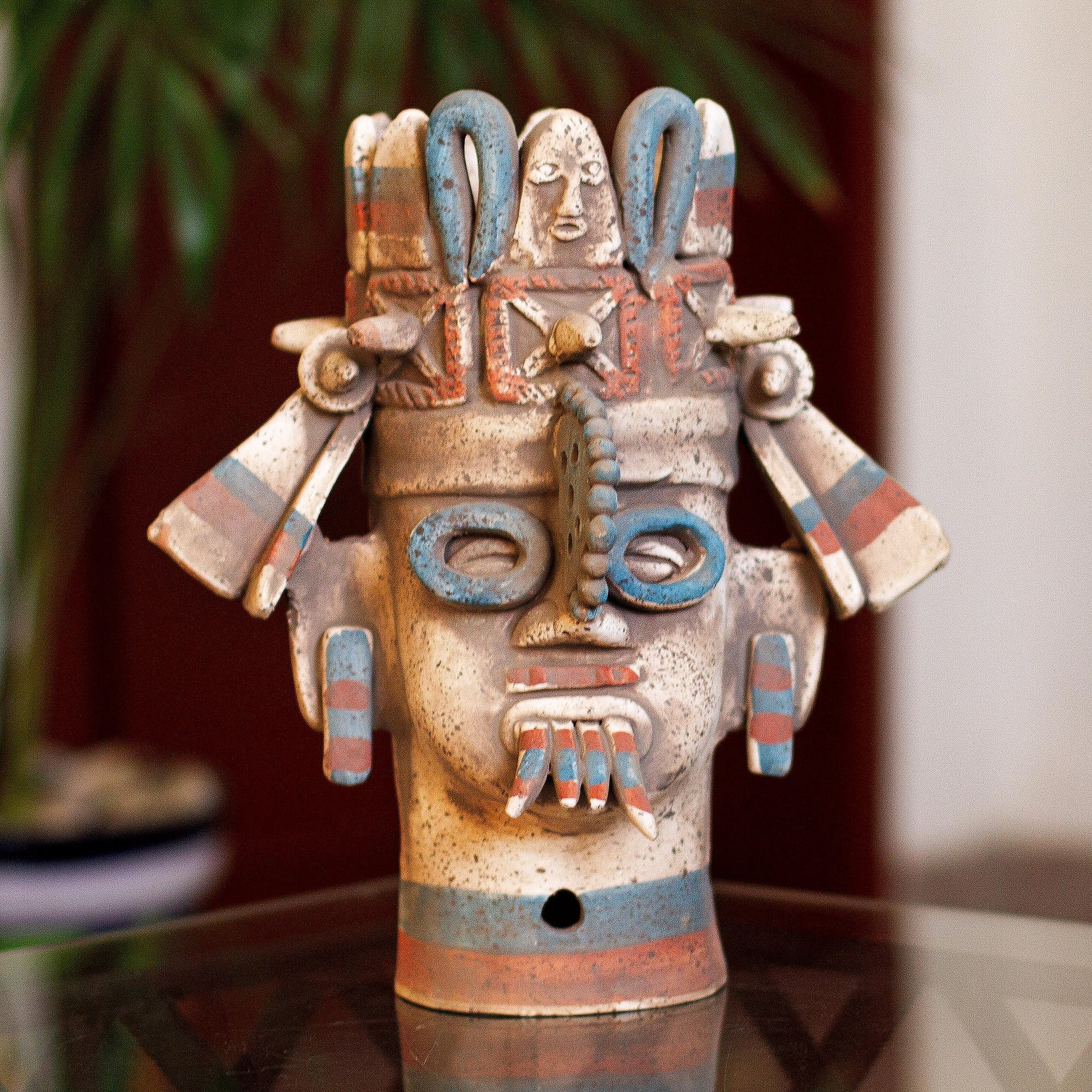 Novica Handmade Aztec Rain God Tlaloc Ceramic Vessel - Overstock