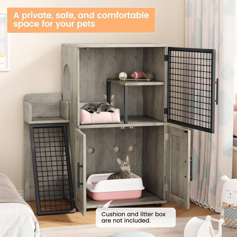 Litter Box Enclosure with Cat House