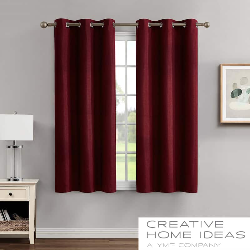 Creative Home Ideas Legrae Blackout Grommet Window Curtain Panel Pair with Tiebacks