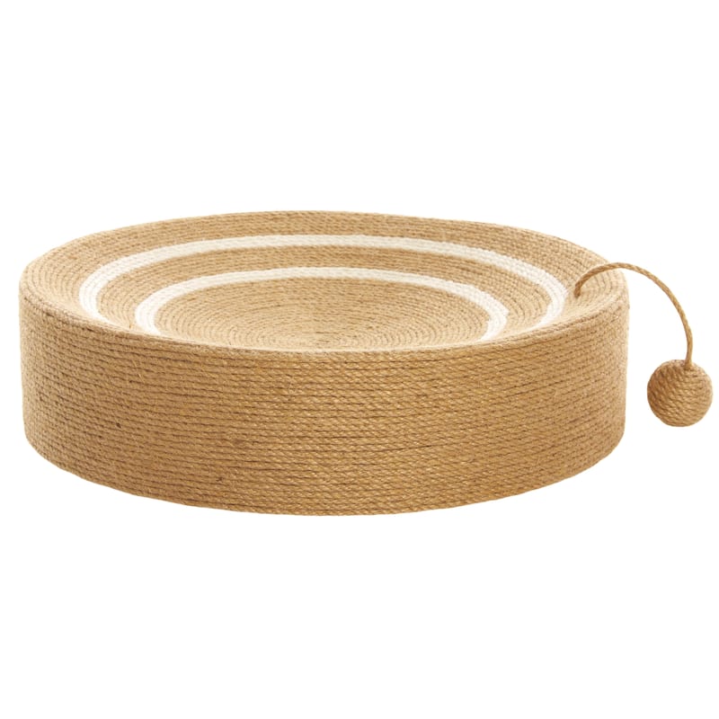 SAFAVIEH Home Natural Ivory 16"W x 16"L x 4"H Cat Scratch Toy Round Jute Bed - 16''W x 16''L x 4''H