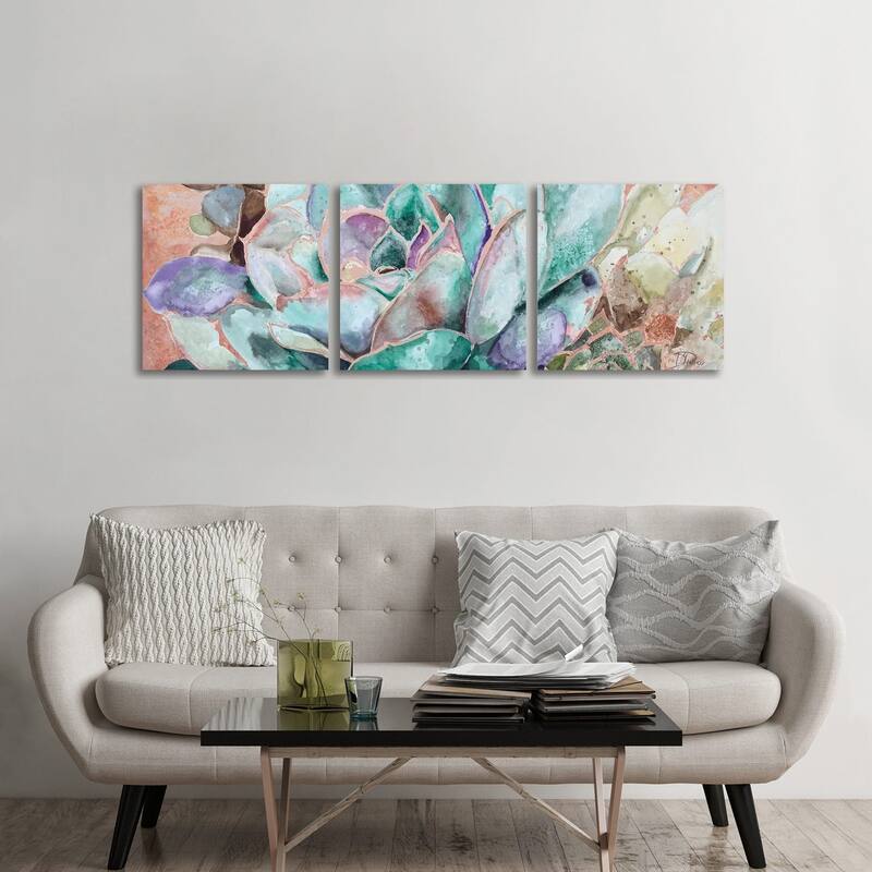 iCanvas "Desert Flower On Terra Cotta" by Patricia Pinto 3-Piece Canvas Wall Art Set - 24x72x1.5