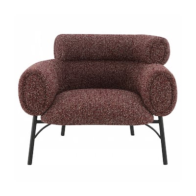 Tweed Fabric Upholstered Accent Chair in Maroon