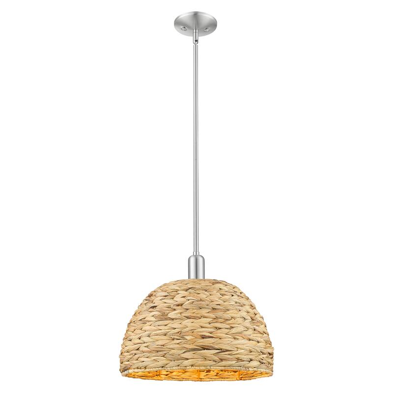 Innovations Lighting Endless Possibilities Arcadia - Woven Rattan - 1 Light 16" Stem Hung Mini Pendant