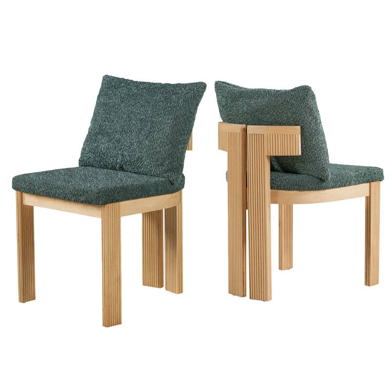 Christopher Knight Home - Modern 20.67" Boucle Upholstered Dining Chairs Set, Ergonomic Contoured Seat & Solid Wood Legs
