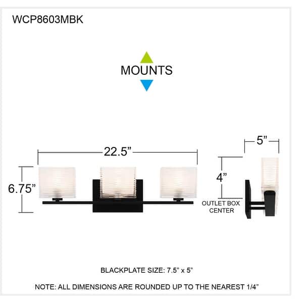 Westcap 3-Light Matte Black Bath Light