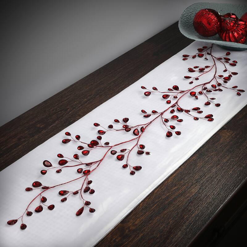 48" Metal Jewel Garland - Red