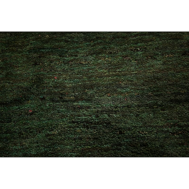 Tribal Green Gabbeh Persian Accent Rug Handmade Wool Carpet - 2'7"x 5'0"