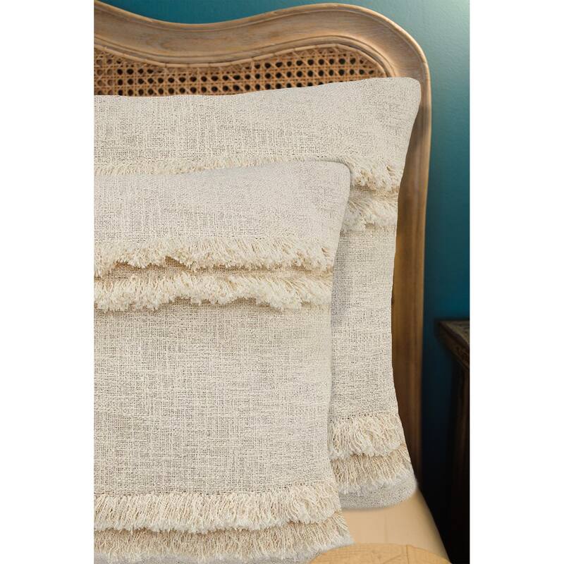 Sevita Rory Cream Striped Cotton Throw Pillow, Set of 2