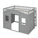 preview thumbnail 77 of 112, Solid Wood House Loft Bed with Window Design and Ladder, Twin/Full Size Playhouse Bed Loft Bed Frame with Guardrail for Kids