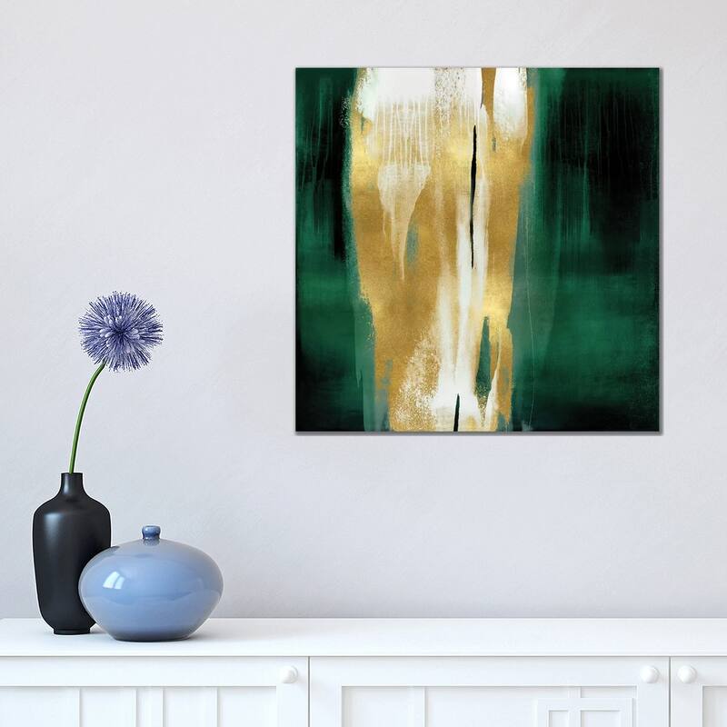 iCanvas "Free Fall Emerald with Gold I" by Christine Wright Canvas Print - 18x18x1.5