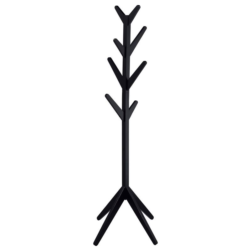 Margo Coat Rack, 8 Hooks and Tree Inspired Design, Black Solid wood