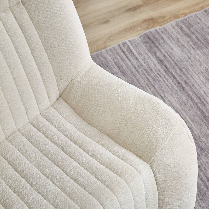 White Chenille Bean Bag Chair for Adults with Armrests (35x40x30 inches)