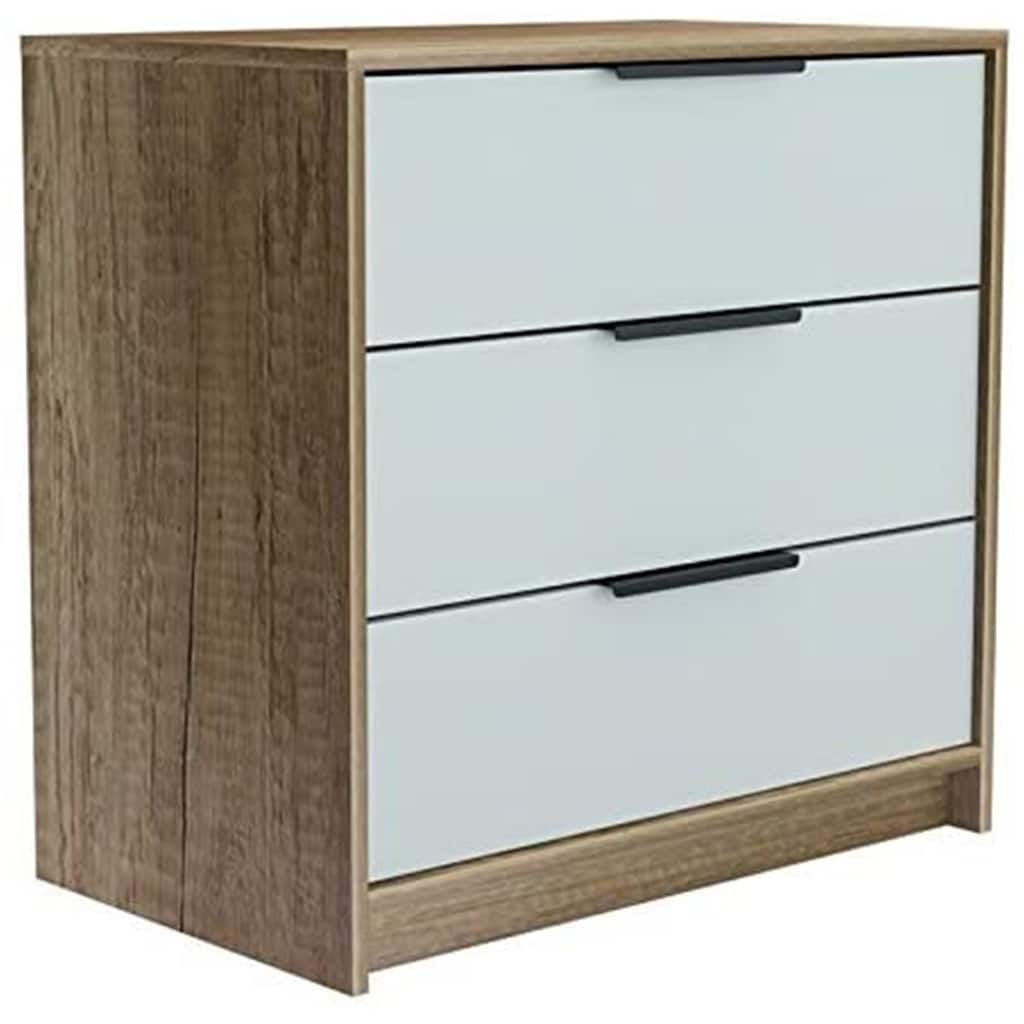 3 Drawer Dresser Southwestern Style - Bedroom Storage Chest White Light Oak Finish
