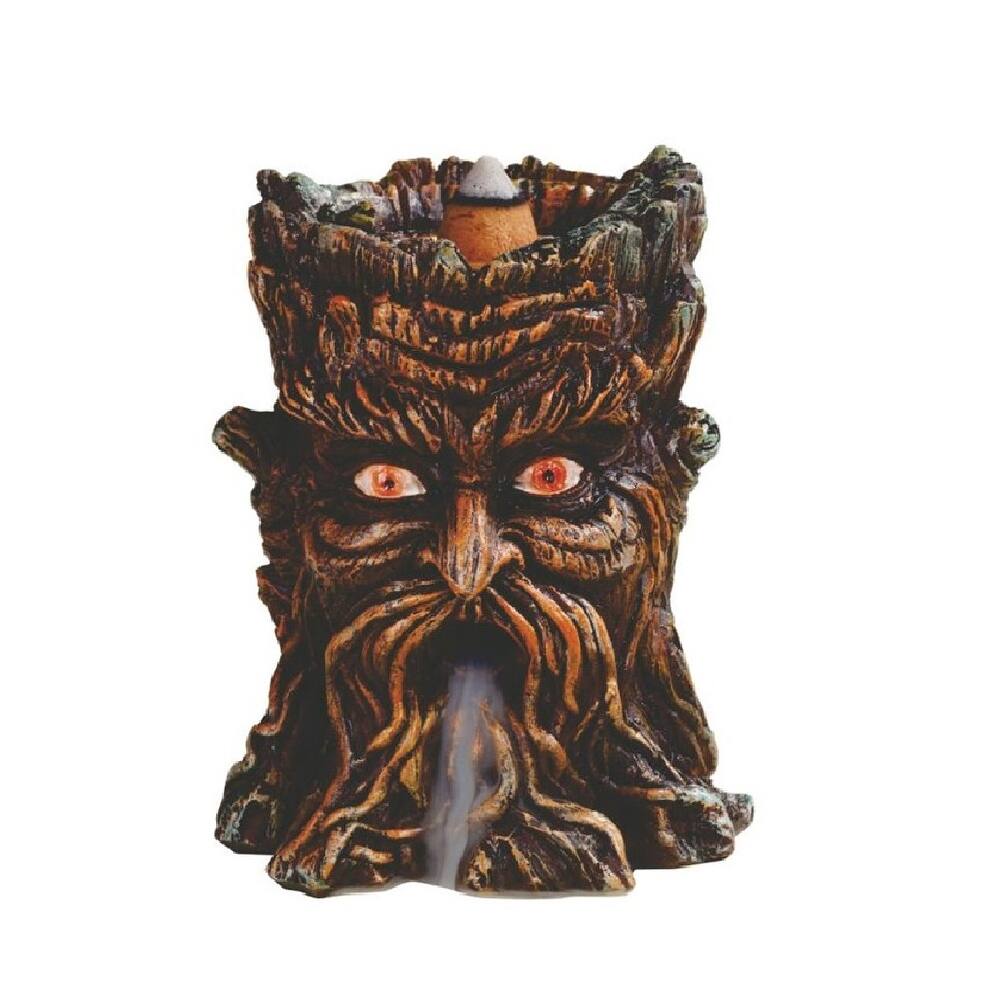 Q-Max 3.25"H Forest Mystic Tree Spirit Greenman Backflow Incense Holder Statue Fantasy Decoration Figurine Incense Burner