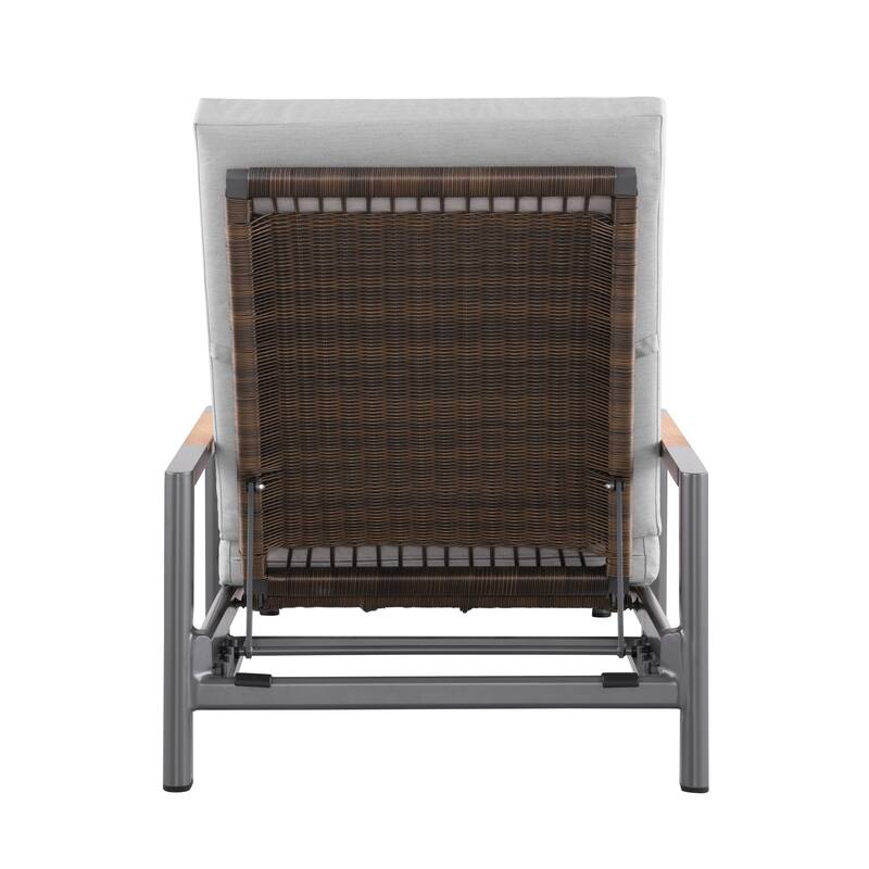 Arlo Teak & Wicker Aluminum Dual-Use Outdoor Chaise Lounge (Set of 2)