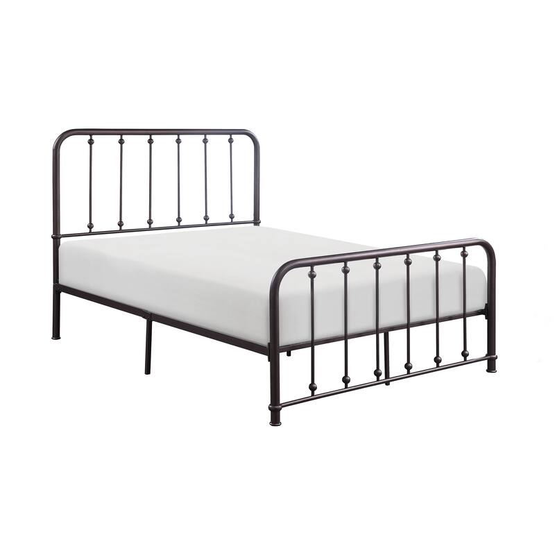 Full Size Metal Platform Bed with Ball Accent Details