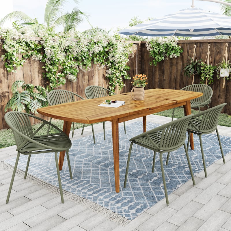 Patio Dining Chairs Set of 2 Modern Stackable Chairs with Breathable Plastic Backrest and Metal Legs for Outdoor, Backyard