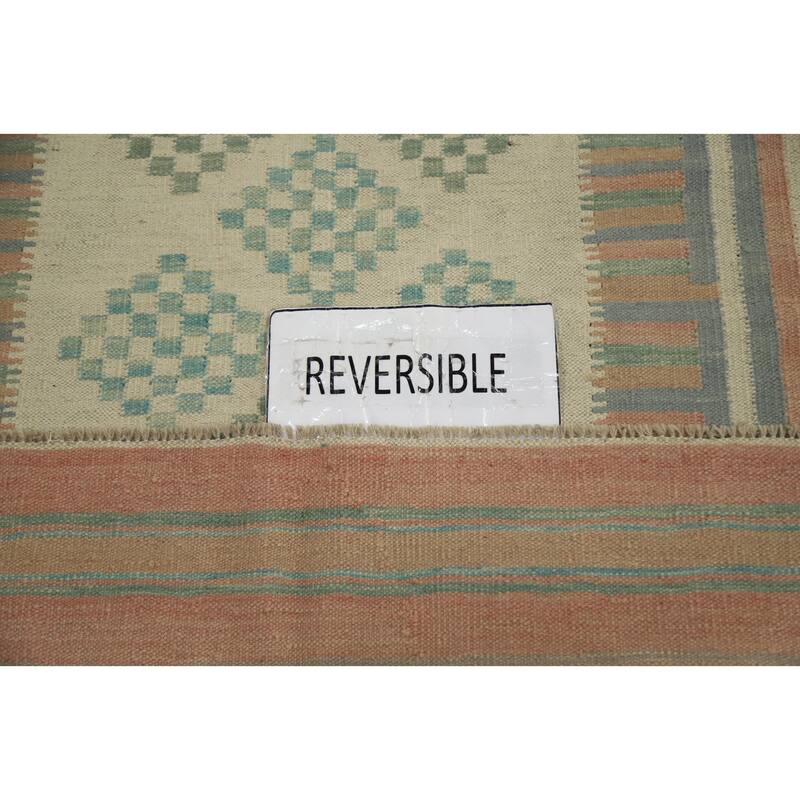 Hand Woven Oriental 100% Wool Carpet Southwestern Modern Beige & Ivories Kilim Area Rug - 6' 5'' X 4' 1''