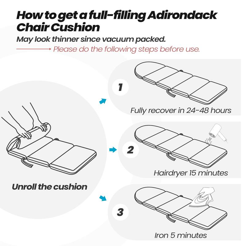 Patio Outdoor Adirondack Chair Cushion with Ties