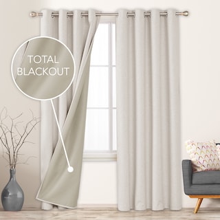 Deconovo Faux Linen Total Blackout Grommet Curtain (2 Panel)
