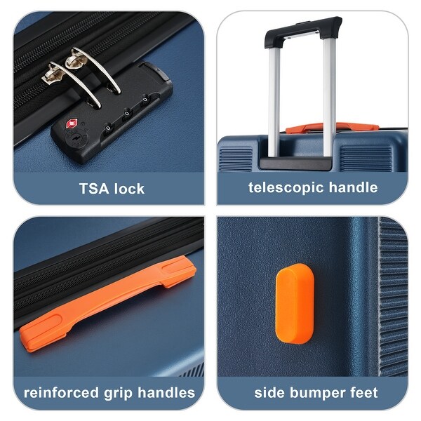 Hardside Luggage Spinner Suitcase Sets w/ TSA Lock, Navy Blue
