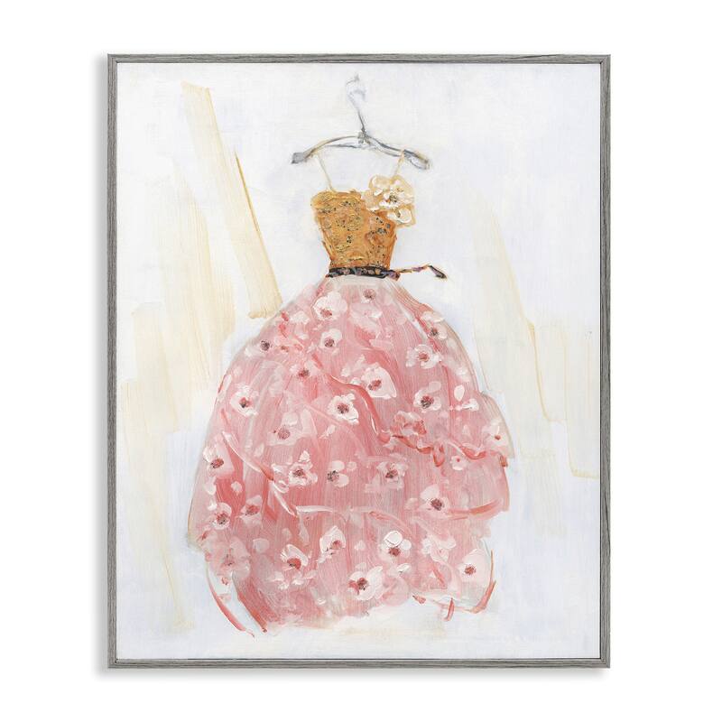 Stupell Elegant & Sophisticated Pink Gown Framed Giclee Art Design By Sally Swatland - 24 x 30 - Grey