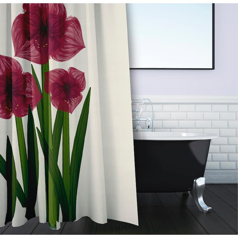 Amaryllis Floral Print Shower Curtain