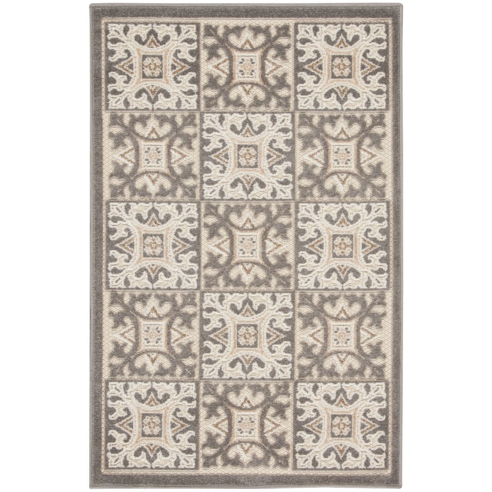 Nourison Aloha Indoor/outdoor Grey Geometric Area Rug