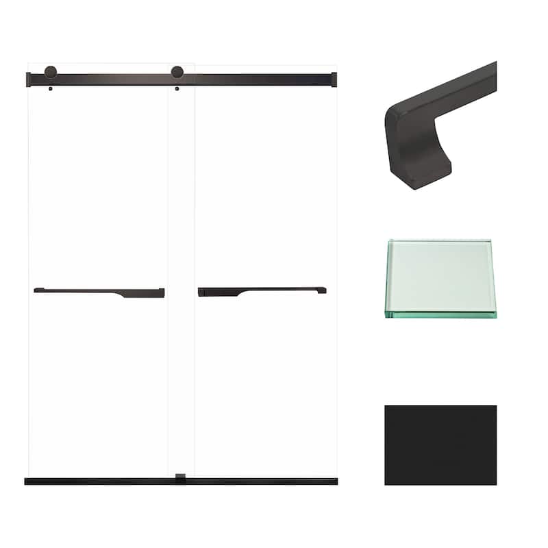 Transolid BRP608008C-J 80" High x 60" Wide Bypass Frameless Shower - Matte Black